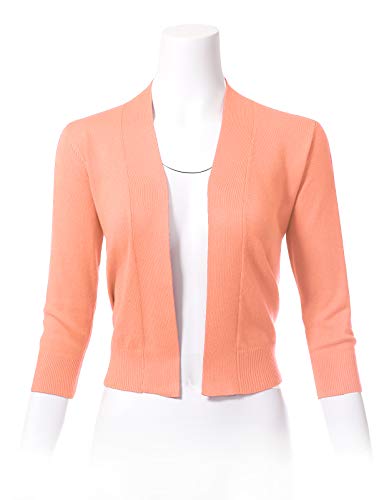 Image of Allsense Women's 3 /4 Sleeve Cropped Shrug Cardigan | Classic Bolero, Open-Front, Lightweight Soft Fine Knit Cover Up