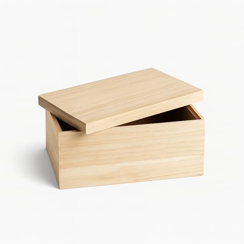 Intergarden Holzbox mit Deckel 33 cm – rechteckige Aufbewahrungsbox aus Naturholz – stabile Holzkiste naturbelassen & unlackiert – vielseitige Deko-...