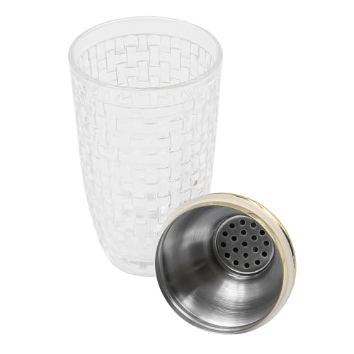 Glass Cocktail Shaker 400ml Drinking Shaker Drink Mixer Bartender Set Strainer Bar Tool Martini Shaker for Home Wedding Kithen Dining Families Golden - Image 4