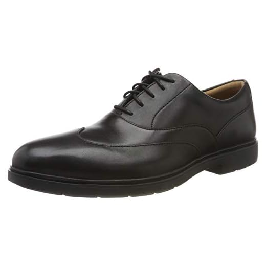 Clarks Un Tailor Wing, Zapatos de Cordones Derby para Hombre, Negro Black Leather, 45 EU