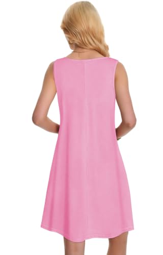 Image of Summer Dresses for Women Beach Boho Sleeveless Vintage Floral Flowy Pocket Tshirt Tank Sundresses 2026