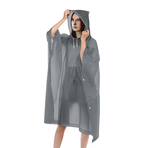 Image of Rain Ponchos for Adults,Raincoat for Women Men,Lightweight Unisex Raincoat for Hiking Camping (3Pack,Black, Gray, Purple)