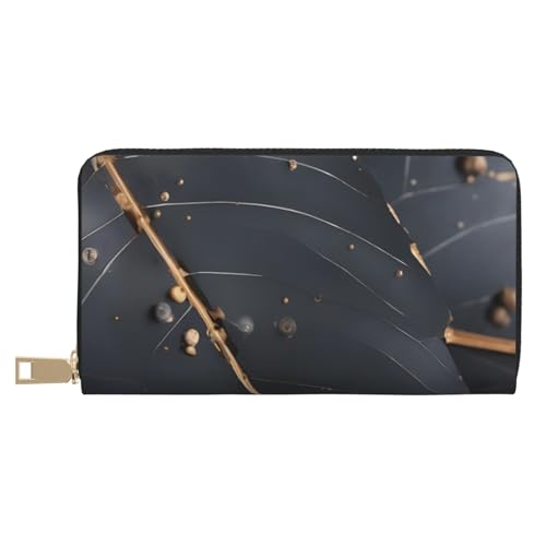 yuangjhop Enchanted Plant Leaves Leather Wallet, Unisex Long Wallet, Business Zipper, Multiple Card Slots, Large Capacity, Fashion, Casual, Wallet