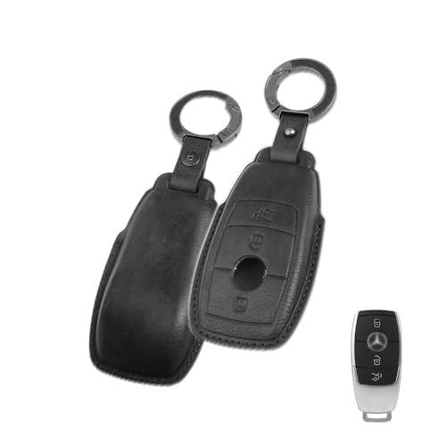 Image of keyzone dual leather key cover for Mercedes-Benz E-Class S-Class A-Class C-Class G-Class 2020 Onwards 4 button smart key