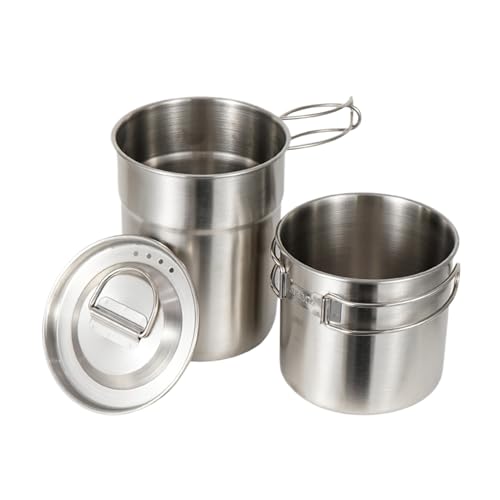 Ustensiles de cuisine en camping : set de pot en acier inoxydable de 4,17x0,39 pouces pour bivouac