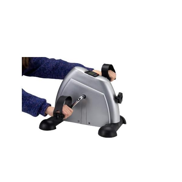 Rhene-Portable-Mini-Exercise-Bike-Arm-and-Leg-Exercise-Equipment-Cycle-with-Digital-LCD-Screen-Display-Under-Desk-Bike Rhene Portable Mini Exercise Bike, Pedal Exerciser Foot Cycle, Arm and Leg Exercise Equipment Cycle with Digital LCD Screen Display, Under Desk Bike (Sliver)