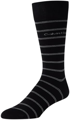 Calvin Klein Men's Dress Socks - Lightweight Cotton Blend Crew Socks (8 Pack), Size Shoe Size: 7-12, Black Pattern