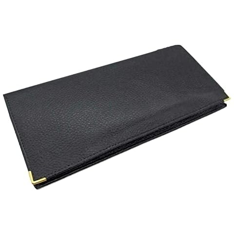 Unisex Black Leather Cheque Book Cover Wallet Cover