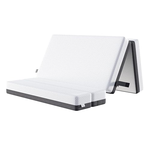 TeQsli Klappmatratze, Gästematratze, 3-in-1 Schlafsofa und Faltmatratze mit waschbarem und abnehmbarem Bezug für Zuhause, Campen oder Reise (90x200x15cm)