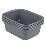 Pekky 12 Quart Dish Washing Basin, 4 Pack Small Plastic Dishpan, Grey