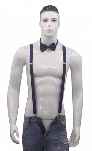 Image of Men's Suspenders Bowtie Set Elastic Y Shape Style Women's Suspenders Bowtie For Wedding&Formal Events