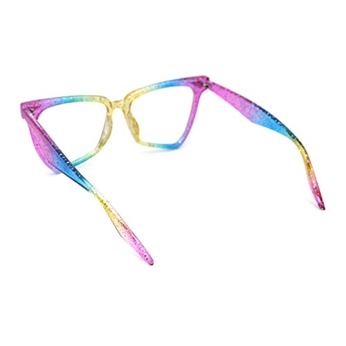 Womens Cat Eye Horn Rim Glitter Tie Dye Blue Light Blocking Computer Glasses4