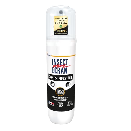 INSECT ECRAN - Anti-moustiques Zones Infestées - Efficacité 8h - Spray répulsif peau - Protection contre les piqûres de moustiques - 100 ml