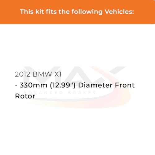 Image of Max Advanced Brakes Front & Rear Brake Kit Compatible With 2012 BMW X1 w /12.99 inch Diameter Front Rotor Replacement Premium OE Disc Brake Rotors and Ceramic Brake Pads