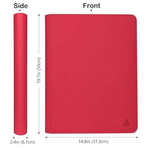 Image of Rayvol 16-Pocket Toploader Binder, Holds 512 Toploaders 16 Pocket Top Loader Card Storage Case, 500 + Ringless Double-Sided Pockets for Cards in 3 x 4'' Toploaders -Red