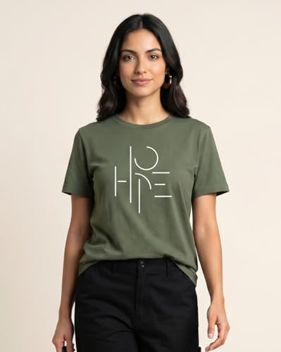 Image of Nobero Women's Graphic Printed T-Shirt | Regular Fit 180 GSM Cotton Tee for Women | Comfortable Round Neck Casual Wear
