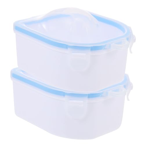 Alipis 2 piezas Tazón Doble para Remojo de Uñas de Resistente y Duradero Herramienta para Limpieza y Eliminación de Esmalte para Salón y Uso Doméstico de Azul