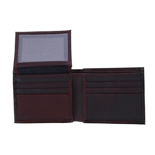 CTM Men's Feather Tooled Leather Bifold Wallet, Brown4