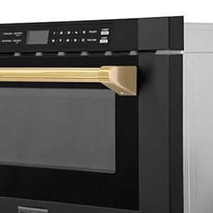 ZLINE Autograph Edition 24" 1.2 cu. ft. Built-in Microwave Drawer in Black Stainless Steel and Polished Gold Accents ZLINE Autograph Edition 24 12 cu ft Built in Microwave Drawer in Black Stainless Steel and Polished Gold Accents