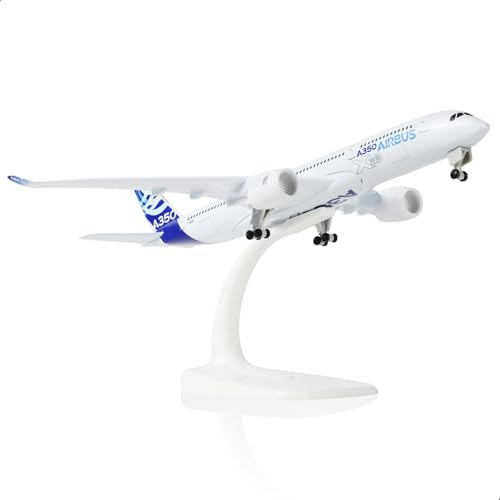 QIYUMOKE Modèle d'avion A350-900 1/300 en métal moussé, support d'exposition, alliage entier (7,8 pouces L), pour amateurs