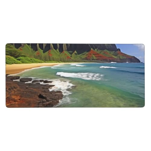 Tapis de souris de jeu étendu décor de bord de mer Hawaï pour pc