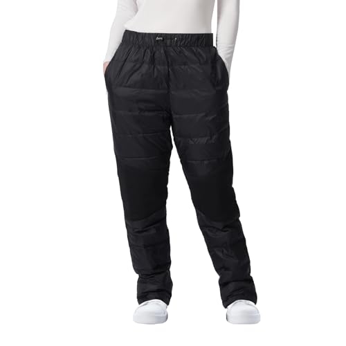 Tumjay Womens Winter Warm Puffer Pants Windproof Loose Utility Insulated Snow Ski Trousers for Outdoor Activities (Black Medium)