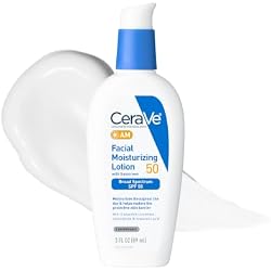 CeraVe AM Facial Moisturizing Lotion SPF 50, Face Moisturizer with SPF, Hyaluronic Acid, Niacinamide & Ceramides, Non-Greasy, Blends Seamlessly With No White Cast, Non Comedogenic Sunscreen, 3 Oz