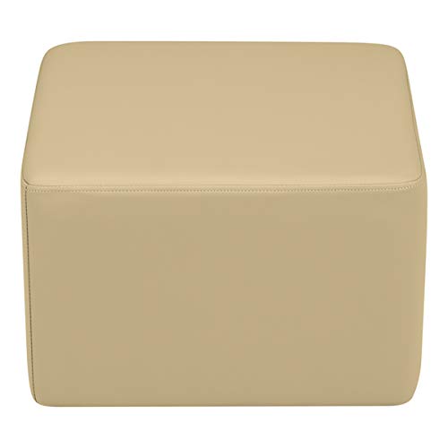 Image of Sprogs 12 inch H Structured Cube Stool -Flexible Modular Collaborative Soft Seating for Office, Home, Lounge and School Classrooms with Durable Frame & Set of 2 inch Casters Add-on -Sand