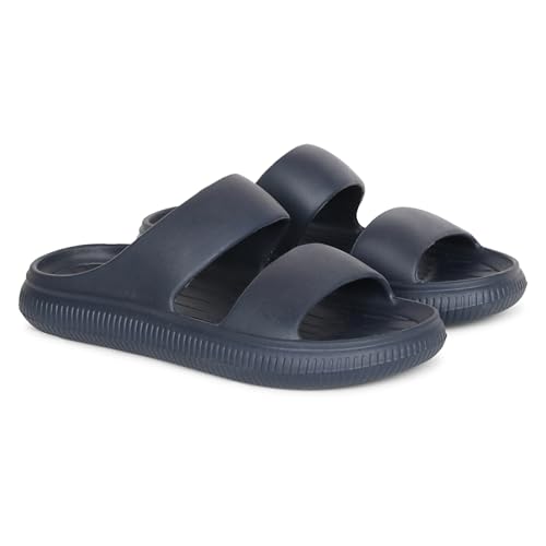 Image of Aqualite Men's Slides Slippers | Slip-On Comfort Flipflop Flat Base, Anti-Skid Sole & Lightweight | Casual Home & Outdoor Sandal for Men