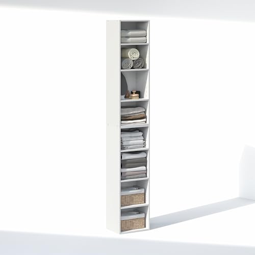 Image of Furinno PASIR 8-Tier Closet Organizers and Storage, Open Shelf, Storage Organizer, 12-Inch Width, for Closet, Bedroom, White