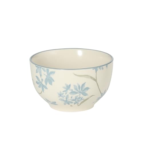 Image of Gibson Home Admiral Hall 12-Piece Matte Stoneware Dinnerware Set - Dinner Plates, Salad Plates & Bowls with Blue Floral Pattern, Durable Everyday Dish Set, Microwave & Dishwasher Safe