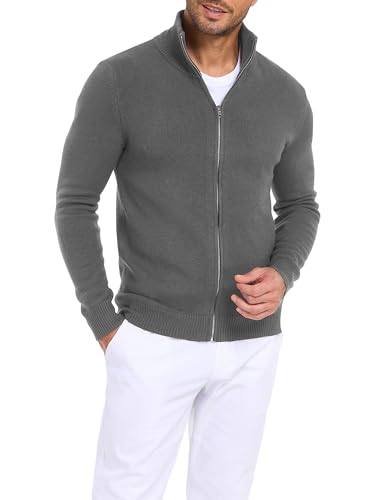 Men's Cardigan Sweater Long Sleeve Knitted V-Neck Button Sweater Zipper Cardigan3