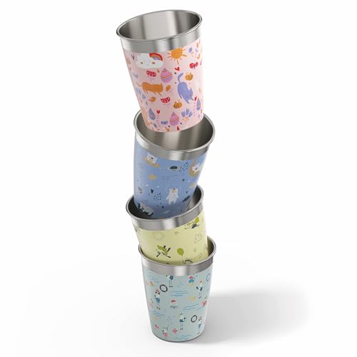 Sigg - Gobelets pour Enfants Daydream - Léger - Passe au Lave-Vaisselle - Sans BPA - Sans Plastique - Acier Inoxydable - Idéal pour les Anniversaires et les Pique-Niques - Couleurs Pastel - 4 x 0,35L