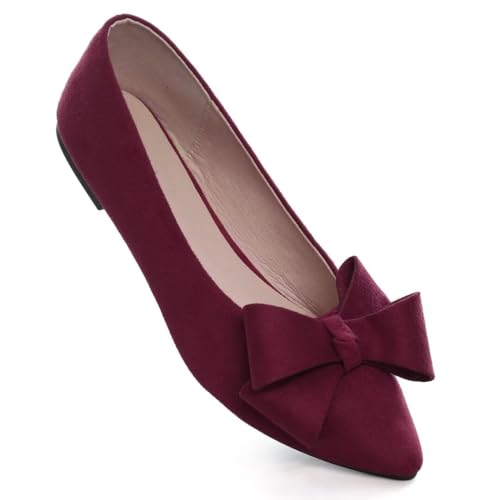 Image of TN TANGNEST Flats Shoes Women Comfort Casual Loafers | Classic Pointed Toe Bowknot Flats Cute Slip On Flats, Wear to Work Travel Walk