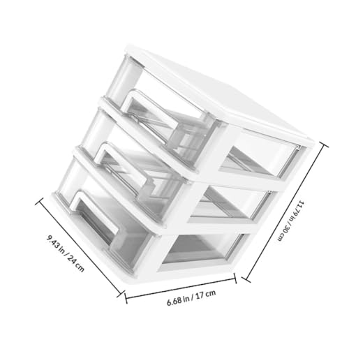 Boîte de rangement à tiroirs en PP blanc petit modèle à 3 compartiments pour meuble compact - 4