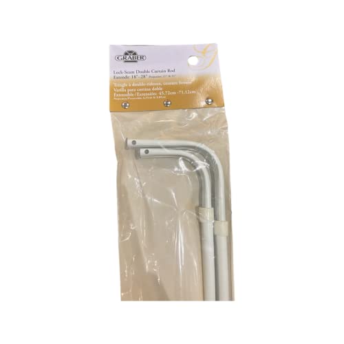 Graber Double Lock Seam Curtain Rod, 18 To 28-Inch Adjustable Width, White #TOP2