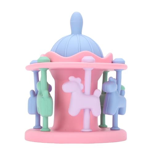 Oreilet Carrusel Silicone Tely, Juguete para Bebés con Sonajero y Patrones Texturizados para Alivio de la Dentición Infantil, Estimulación Táctil Visual