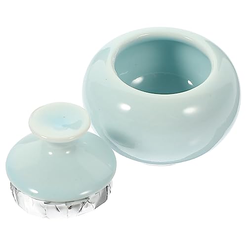 BESTYASH Botella de polvo cosmético tinte de labios portátil tapa viajar balsamo labial maquillaje compacto tarros dispensadores de cosméticos estuche de crema recargable cerámica Sky-blue