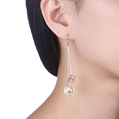 Pendientes largos de margaritas que estilizan el rostro con plata 925 2