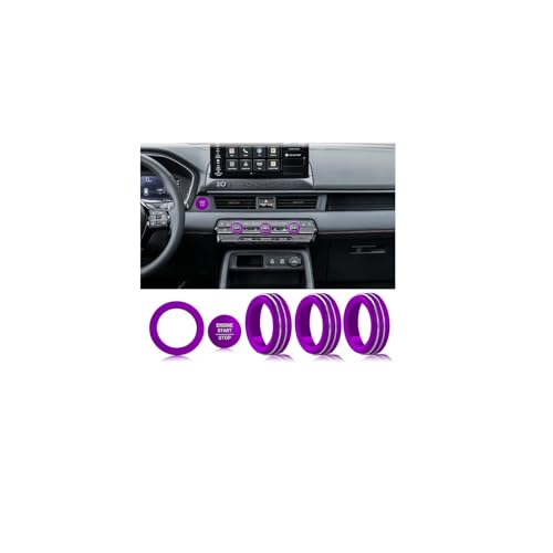 Image of for Honda 2026 Passport Interior Accessories, Aluminum Alloy one-Button Start Cover /Ring, air Conditioning knob, 5-piece Set (Purple)