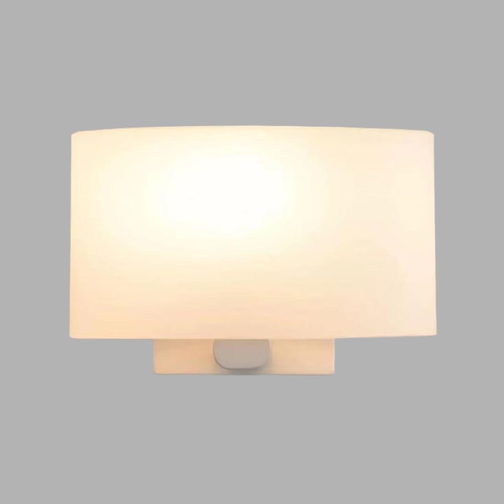 SXECAEPS Glass Wall Mount Light Modern Sconce Lighting Fixture, Metal Hardwired Lamp with White Shade, E27 Bedroom Headboard Lights, Living Room Hallway Decor Sconces(White)
