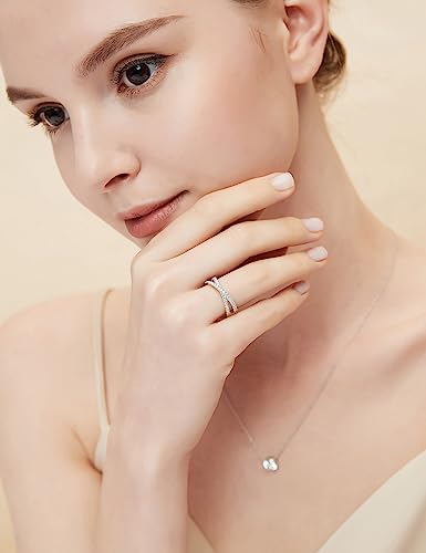 925 Sterling Silver X Cross Ring Cubic Zirconia CZ Wedding Band for Women Size 3-134