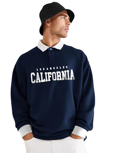 Image of Jump Cuts Mens Printed Polo Neck Full Sleeve Black Cottonblend T-Shirt