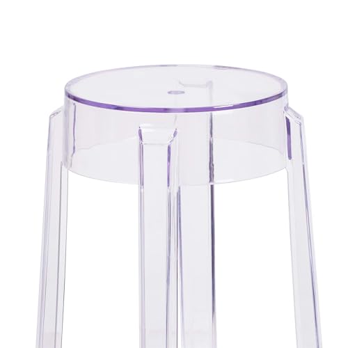 Flash Furniture Laney Butaco Transparente para Interior y Exterior de 25.75" de Altura con Anillo para Pies, Apilable miniatura 6