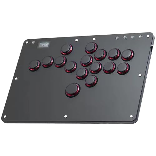 JZW-Shop Haute42 Arcade Stick R16, All-Button Arcade Controller for Switch/PC/PS4/PS3 /Steam Deck, Slim Arcade Fight Stick Game Keyboard with Turbo & Custom RGB, Supports Hot-Swap & SOCD (R16black)