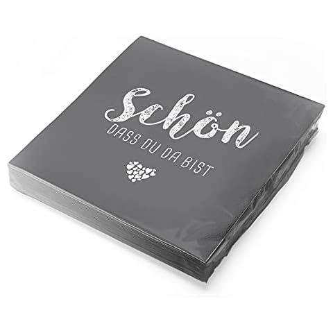 itenga Servietten Schön dass du da bist grau 30 x 30cm 3-lagig 20 Stück Cover