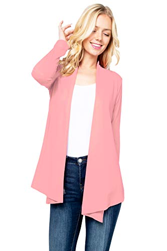 Image of Women's Drape Front Open Cardigan Long Sleeve (S-2X, Made in USA)