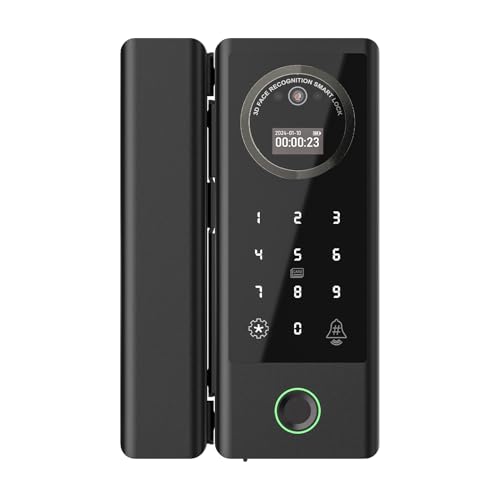 Swokely Smart Lock Glass Door Lock WiFi Remote Unlocking TT APP Face Fingerprint Password IC Card Unlocking Methods 2600mAh Rechargeable Battery Door Lock for 10-12mm Thickness Office Home Bedroom