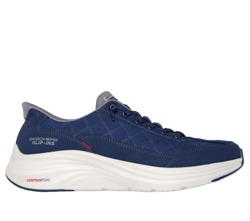 Skechers Skechers Men's Contour Foam Cozy Fit Hands Free Slip-in Sneaker,Navy/Gray,11