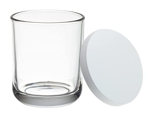 10 Oz Candle Jars for Making Candles - Candle Vessels - Jars for Candle Making - Clear Glass Vessel with Metal White lids -(Set of 12 Jars and 12 lids) Candle Making Supplies